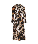 Animal print belted tiered dress