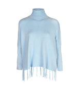 Polo neck tassel knit top