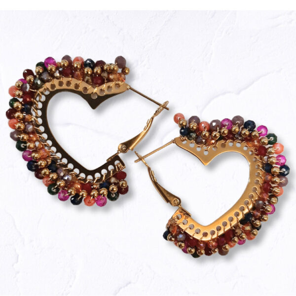 Diamante heart hoop earrings