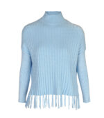 Polo neck tassel knit top