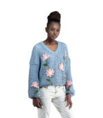 Holey flower knit top