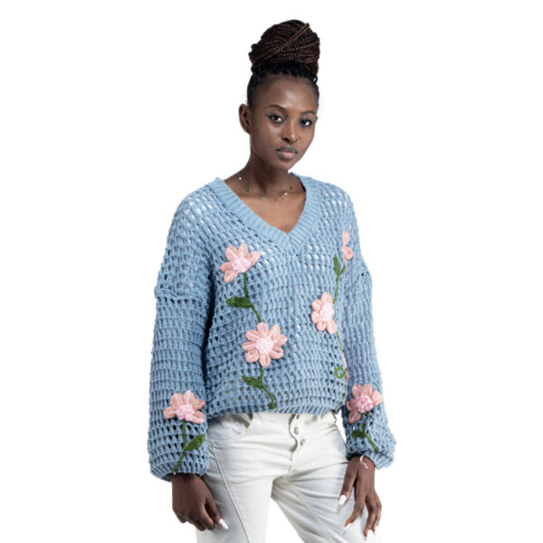 Holey flower knit top