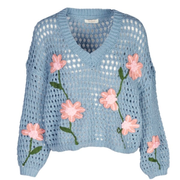 Holey flower knit top