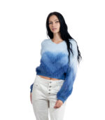 Fluffy ombre knit top