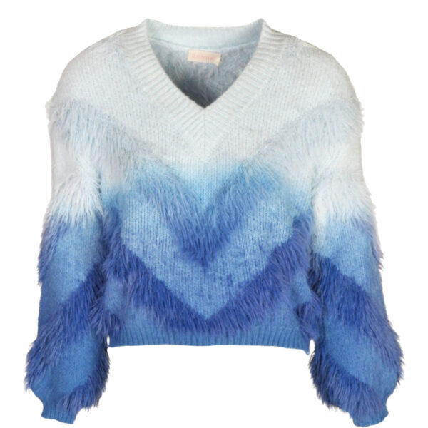Fluffy ombre knit top