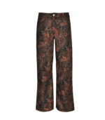 Reversible animal flower print flare leg pants