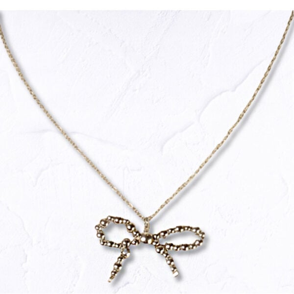 Beaded chain bow necklace