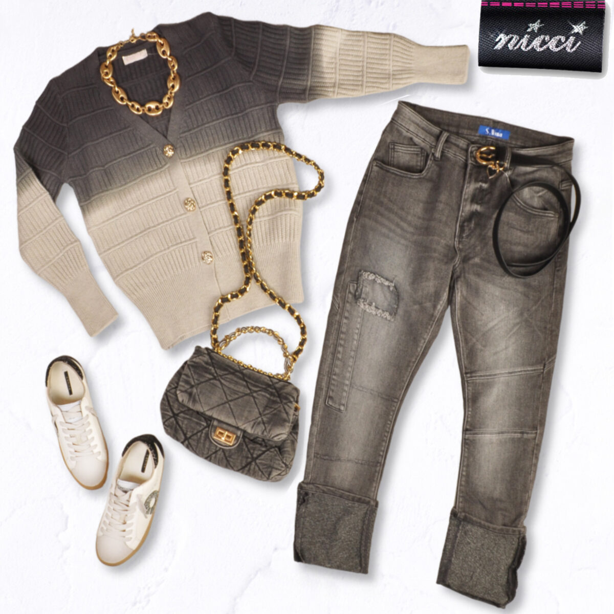Washed patch jeans