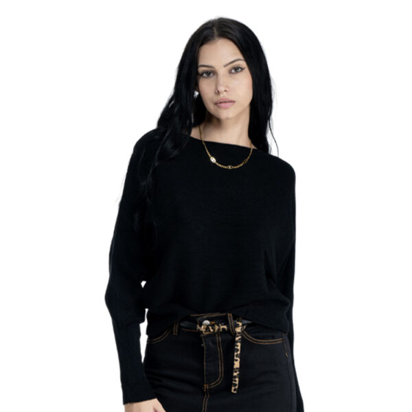 Ribbed batwing knit top