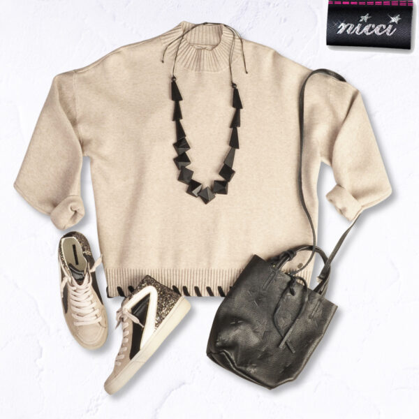 Shoe lace stitch knit top