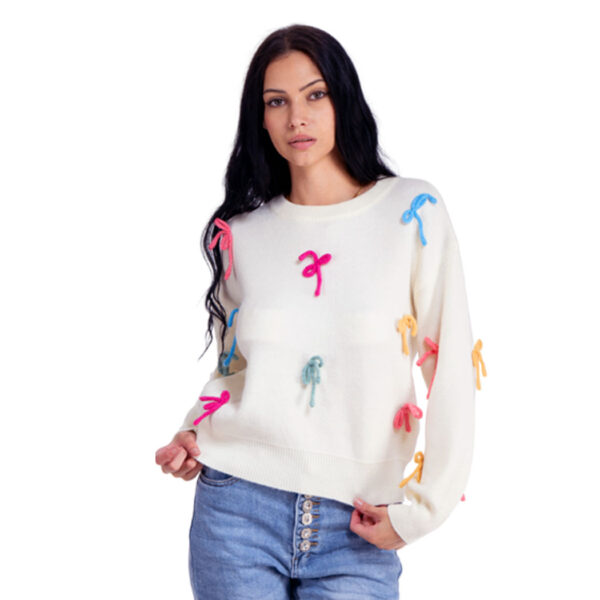 Bow detail chunky knit top