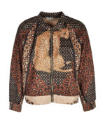 Leopard print zip up suedette jacket