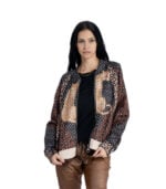 Leopard print zip up suedette jacket