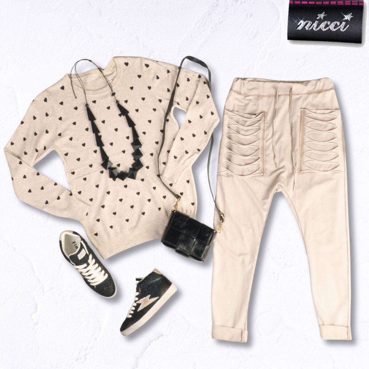 Multi heart print knit top