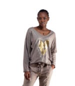 Foil heart word print top