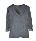 Overdyed v-neck long sleeve top