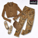 Tiger feather print pants
