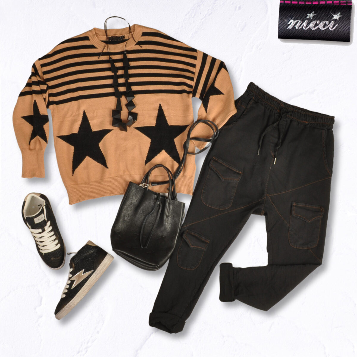 Star stripe knit top