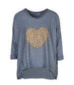 Diamante animal print heart hi-lo top