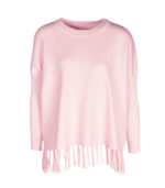 Fringed hem oversized knit top