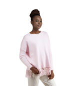 Fringed hem oversized knit top