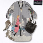 New York print silky dress