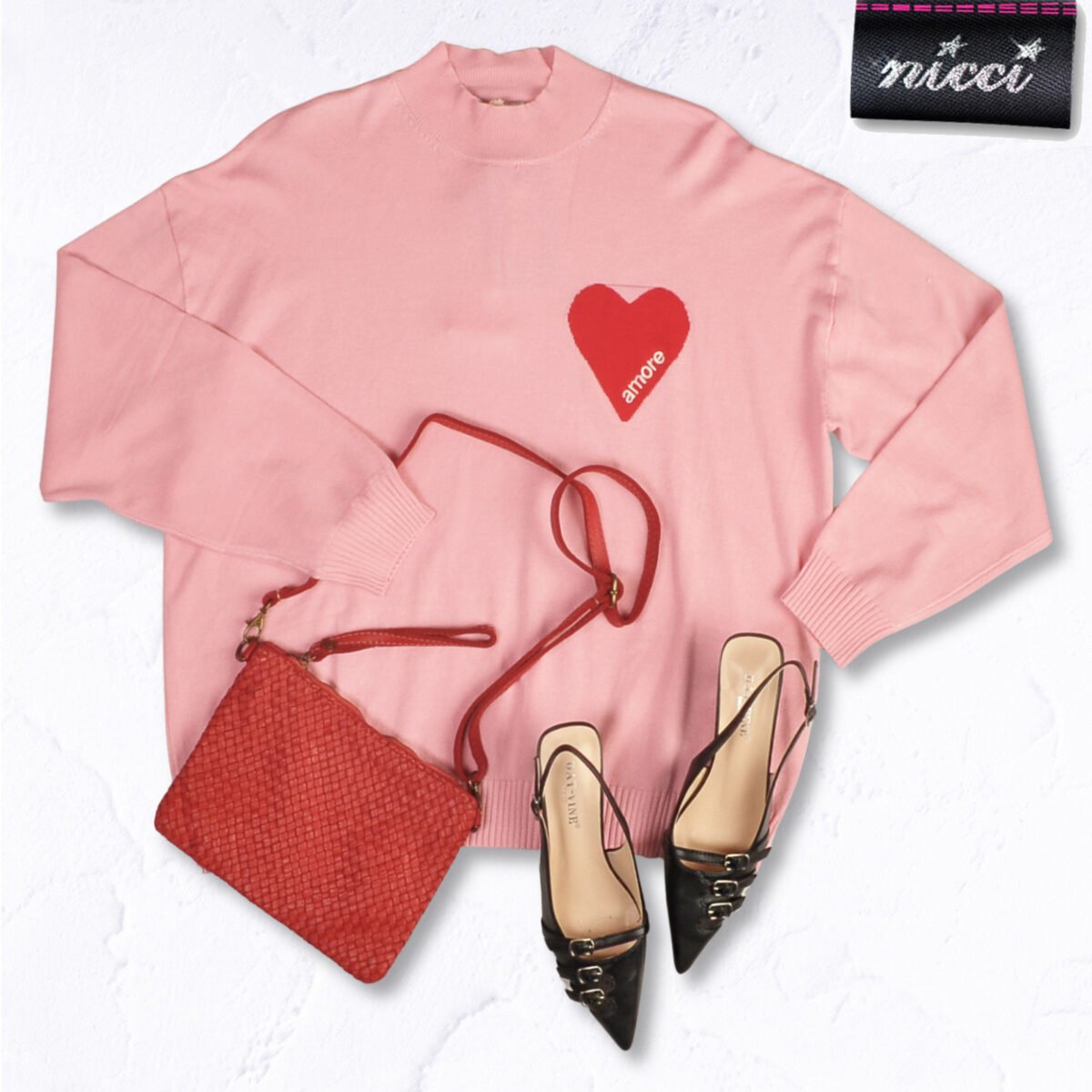 Red heart amore oversized top