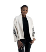 Embroidered cornelli sleeve boucle jacket
