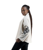 Embroidered cornelli sleeve boucle jacket