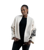 Embroidered cornelli sleeve boucle jacket