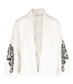 Embroidered cornelli sleeve boucle jacket