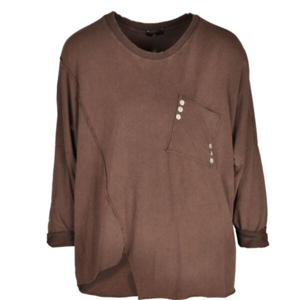 Button detail raw-edge top