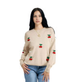 Embellished cherry knit top