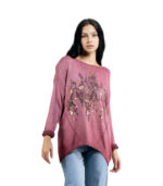 Overdyed gold foil snake print knit top
