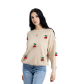 Embellished cherry knit top