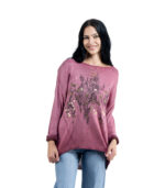 Overdyed gold foil snake print knit top