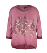 Overdyed gold foil snake print knit top