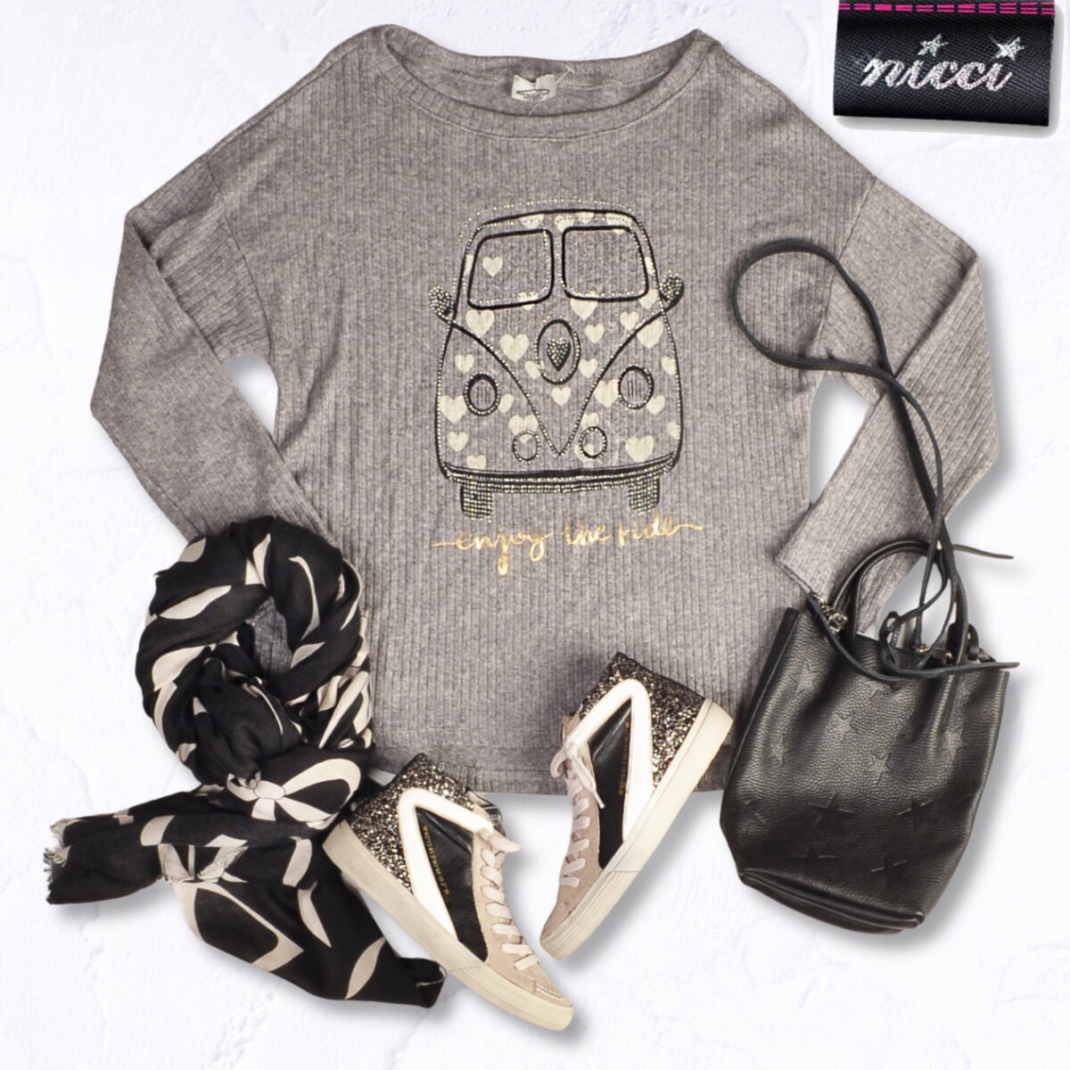 Diamante Volkswagen print oversized knit top