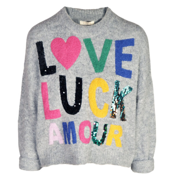 Sequin love luck knit top
