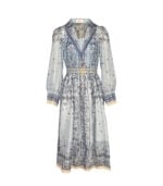 Double layer belted paisley dress