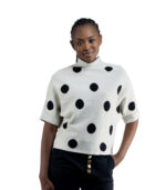 Polka dot batwing knit top