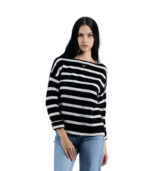 Chenille style striped knit top