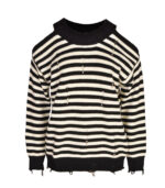 Cold shoulder rip detail diamante stripe top