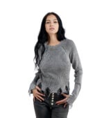 Torn ribbed knit top