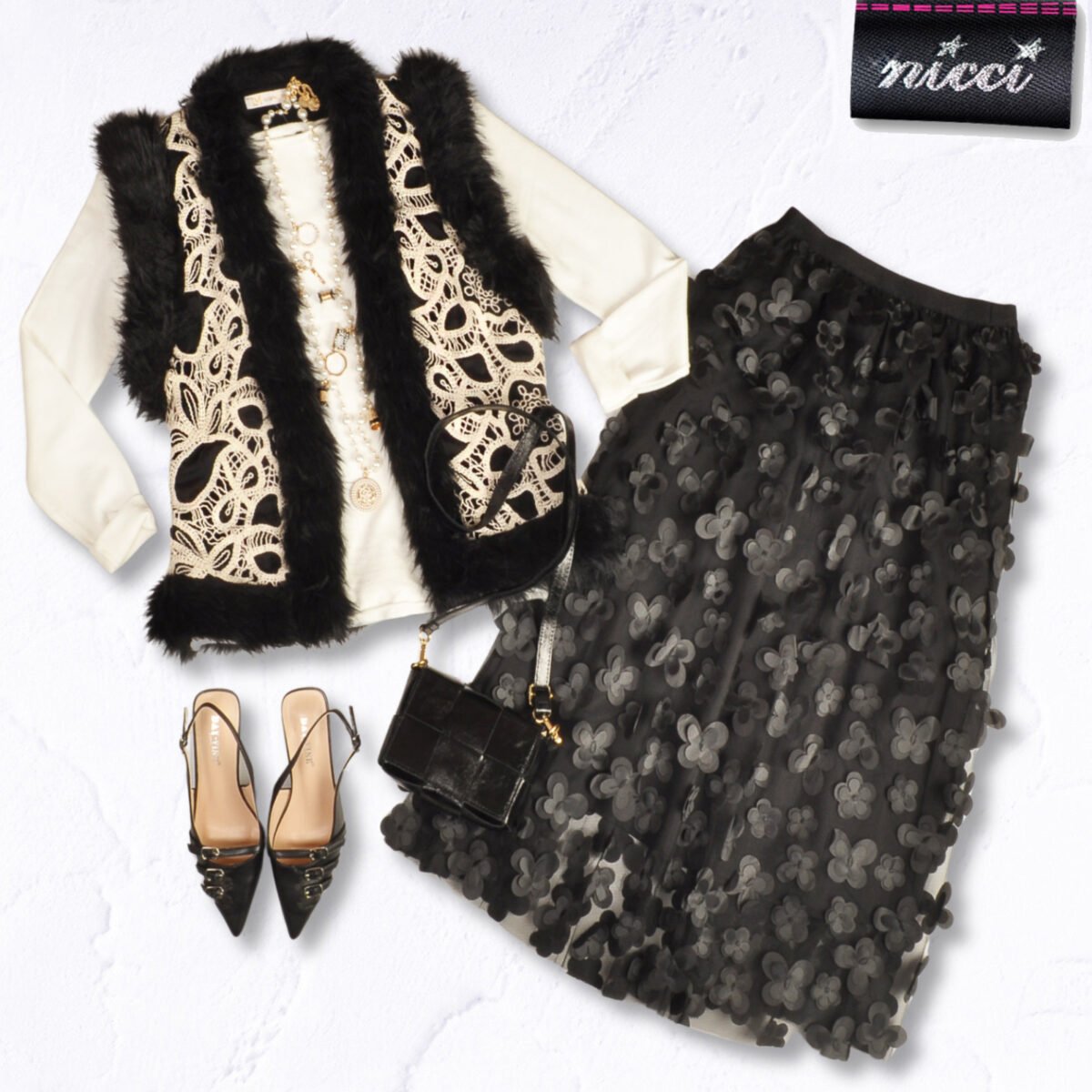 Fur detail crochet waistcoat