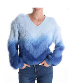 Fluffy ombre knit top