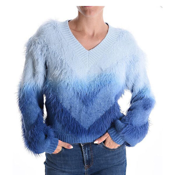 Fluffy ombre knit top