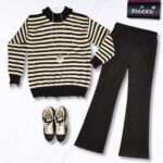 Cold shoulder rip detail diamante stripe top