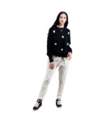 Floral pearl embellished knit top