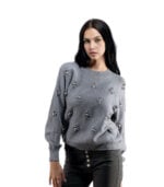 Pearly detail holey knit